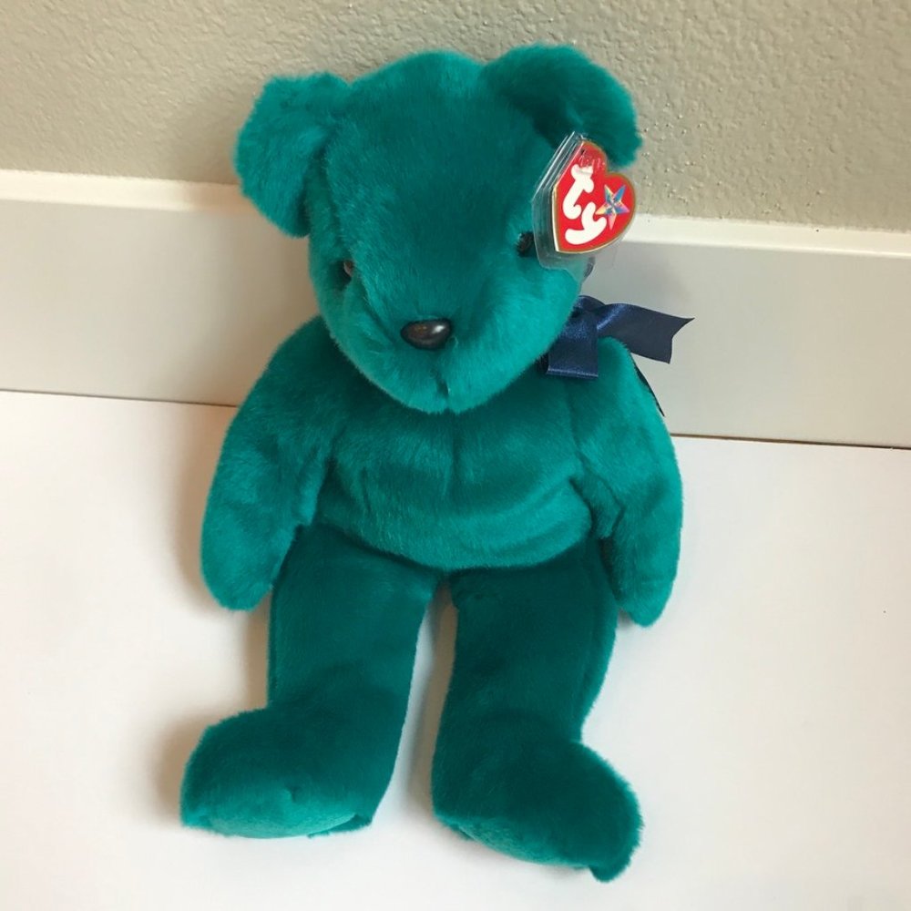 TY Beanie Buddy TEDDY TEAL Color Bear 2000